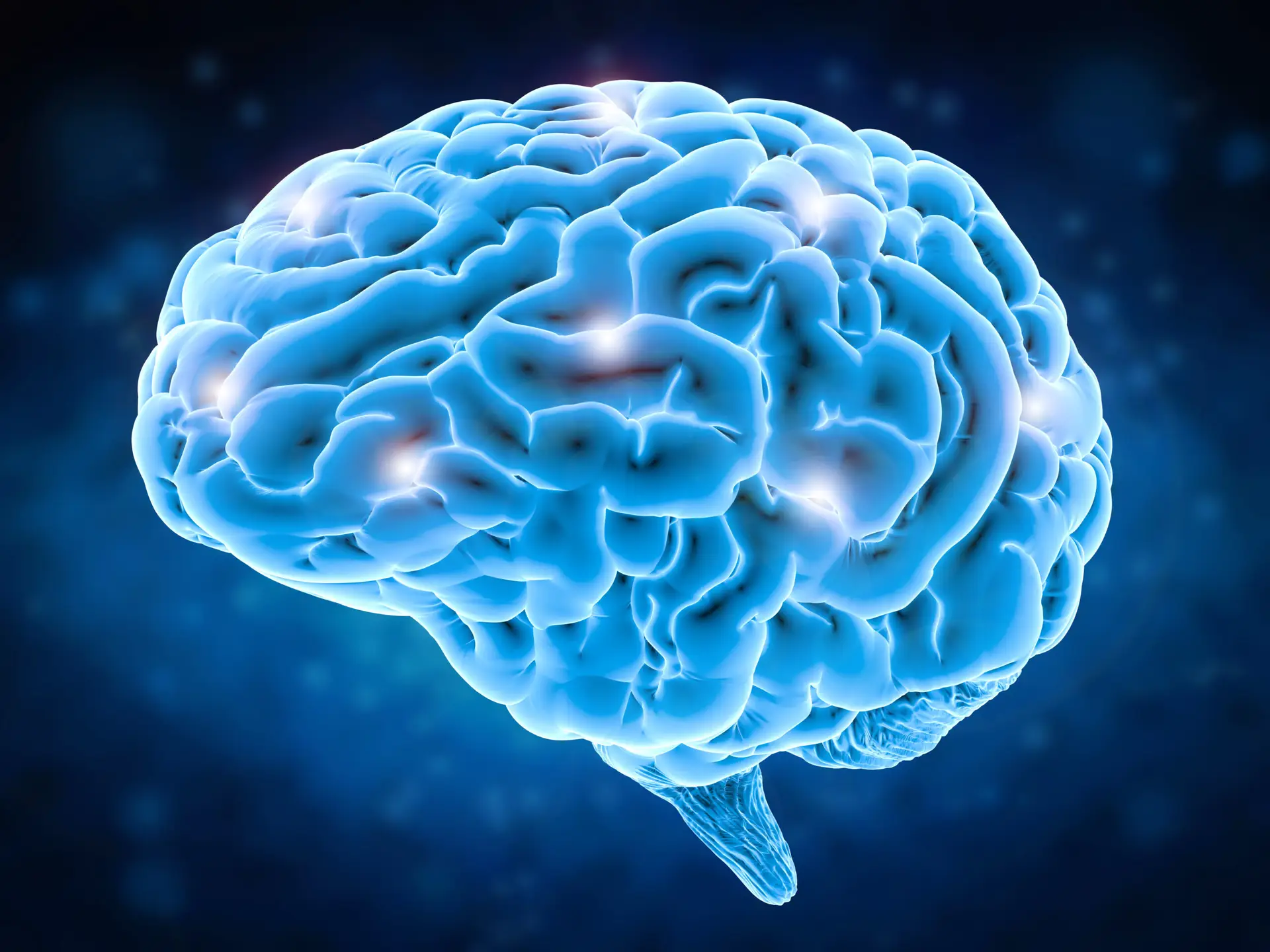 3D illustration of a human brain with glowing neural activity - full body checkup uk
